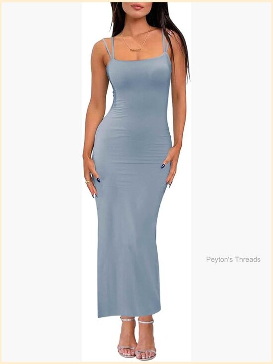 Dresses & Skirts - Spaghetti Strap Bodycon Maxi Dress Sleeveless Casual Slit
